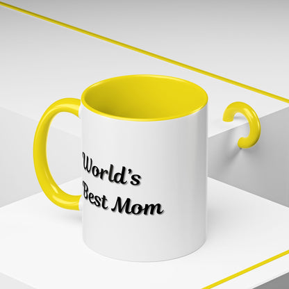 World's Best Mom Accent Coffee Mug - 11oz & 15oz - Perfect Gift for Mother's Day