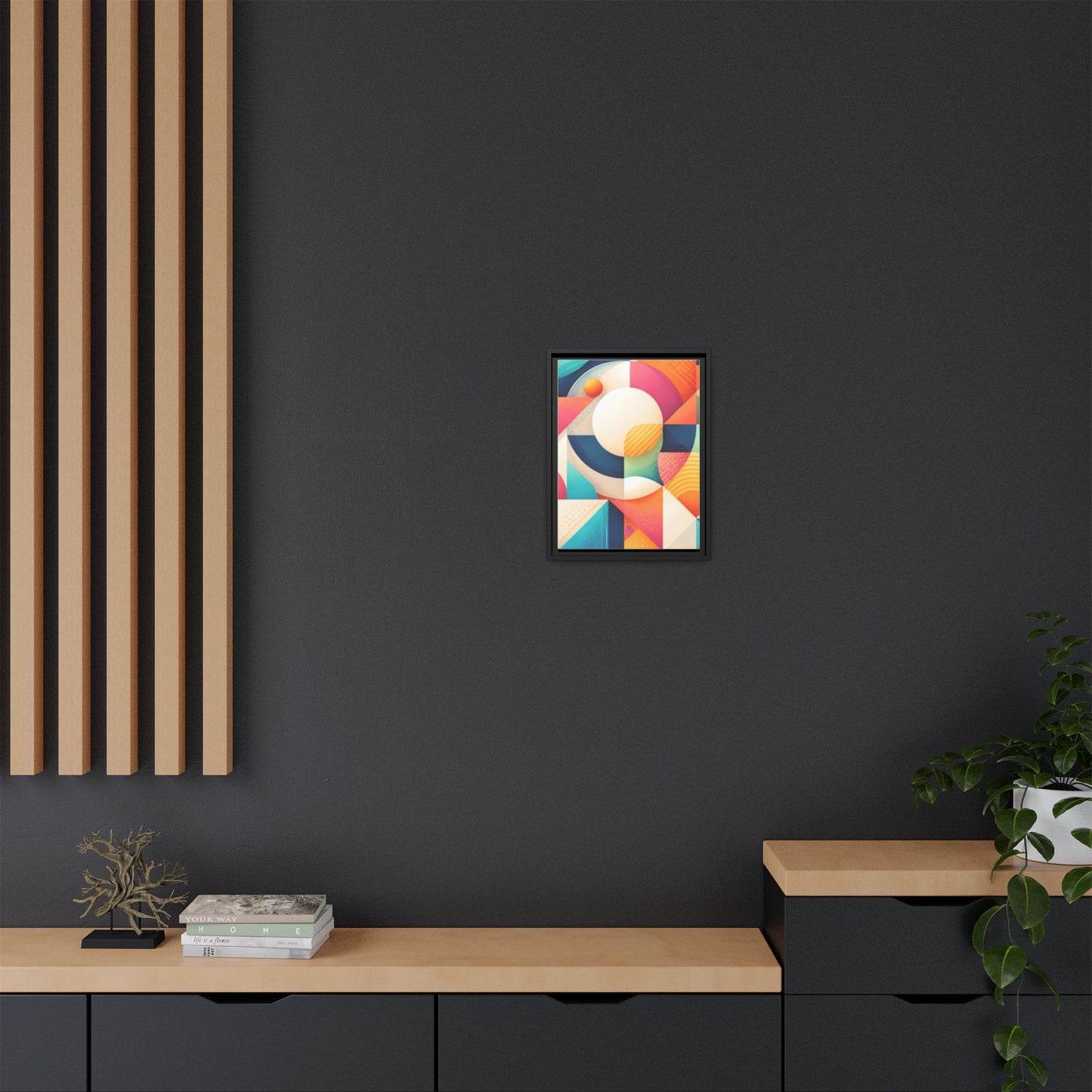 Colorful Geometric Abstract Art Matte Canvas Framed