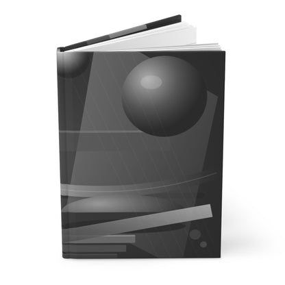 Abstract geometric spheres hardcover journal with matte finish, featuring a stylish paper notebook by Printify for writing and note-taking.