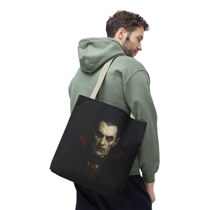 Vampire Haunted Tote Bag, Spooky Shopping Bag, Halloween Accessory, Gothic Style Handbag, Perfect for Halloween Parties, Unisex Tote - TRV