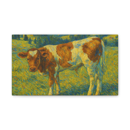 Artistic Cow Canvas Wall Art - Farmhouse Decor, Calf Painting