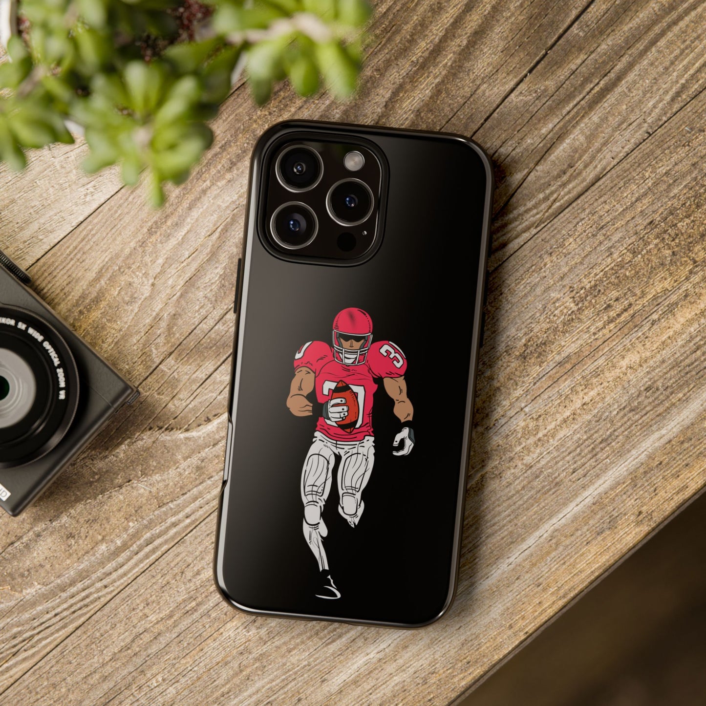 Football Player Tough Phone Case – Protective Black Sports iPhone Case