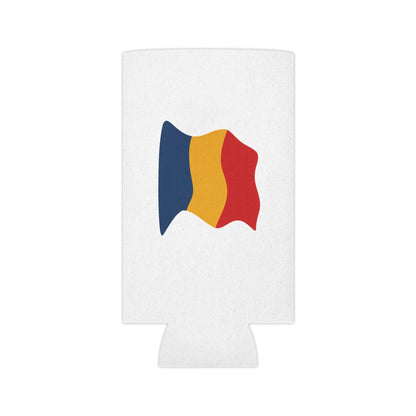 Romania Flag Can Cooler – Insulated Beer Koozie (Waving Tricolor)