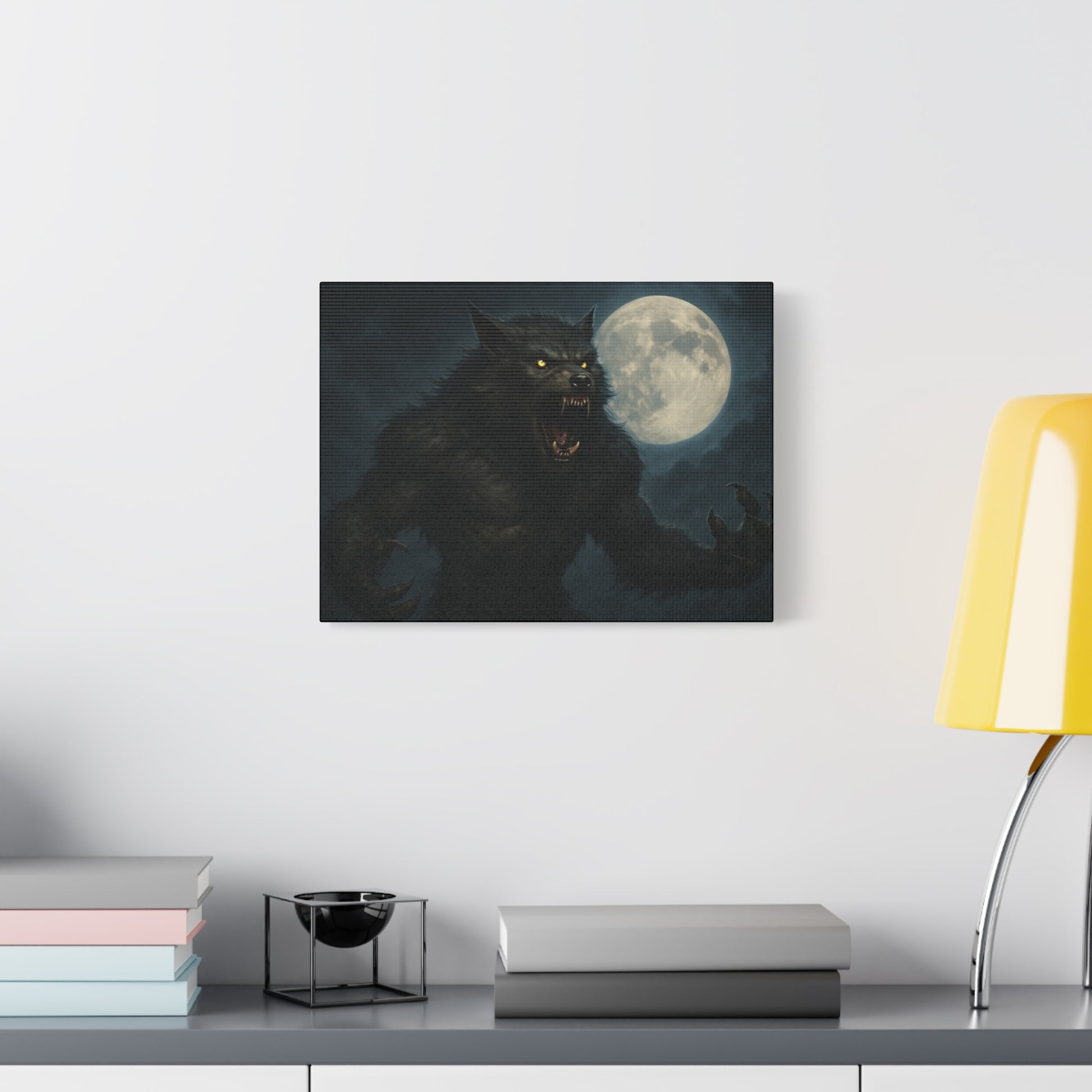Werewolf Moon Canvas Art | Dark Fantasy Decor for Halloween, Gothic Home, Werewolf Lover Gift, Unique Wall Art, Spooky Decor - TRV