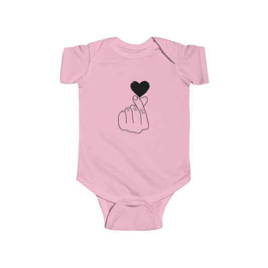 Cute Heart Gesture Infant Bodysuit - Adorable Unisex Baby Outfit for Special Occasions