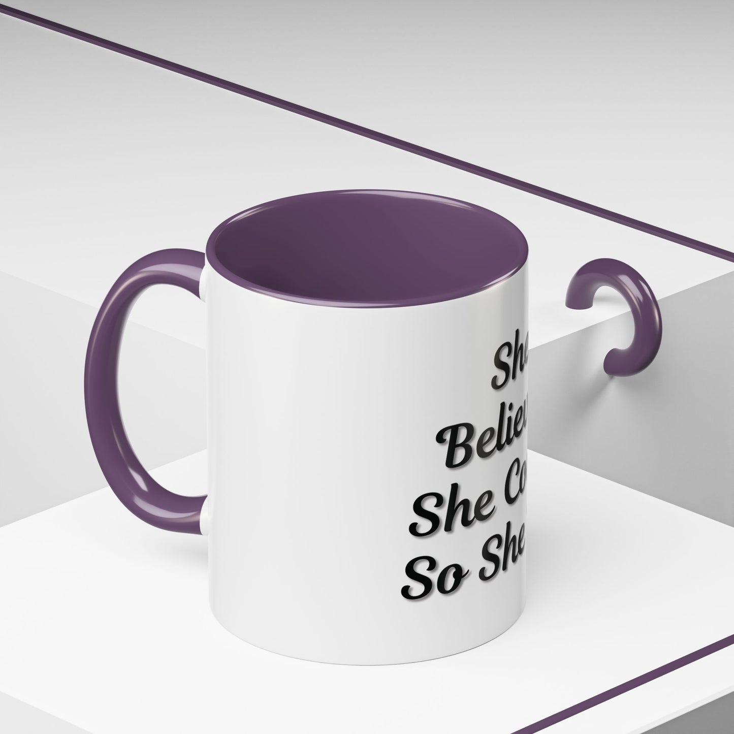 Inspiring Accent Coffee Mug - 'She Believed She Could, So She Did' - 11oz & 15oz - TRV