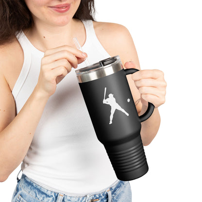 Insulated Travel Mug for Sports Lovers, 40oz Tumbler, Red Baseball Design, Perfect Gift for Fans, Outdoor Adventures, Road Trips, Tailgating