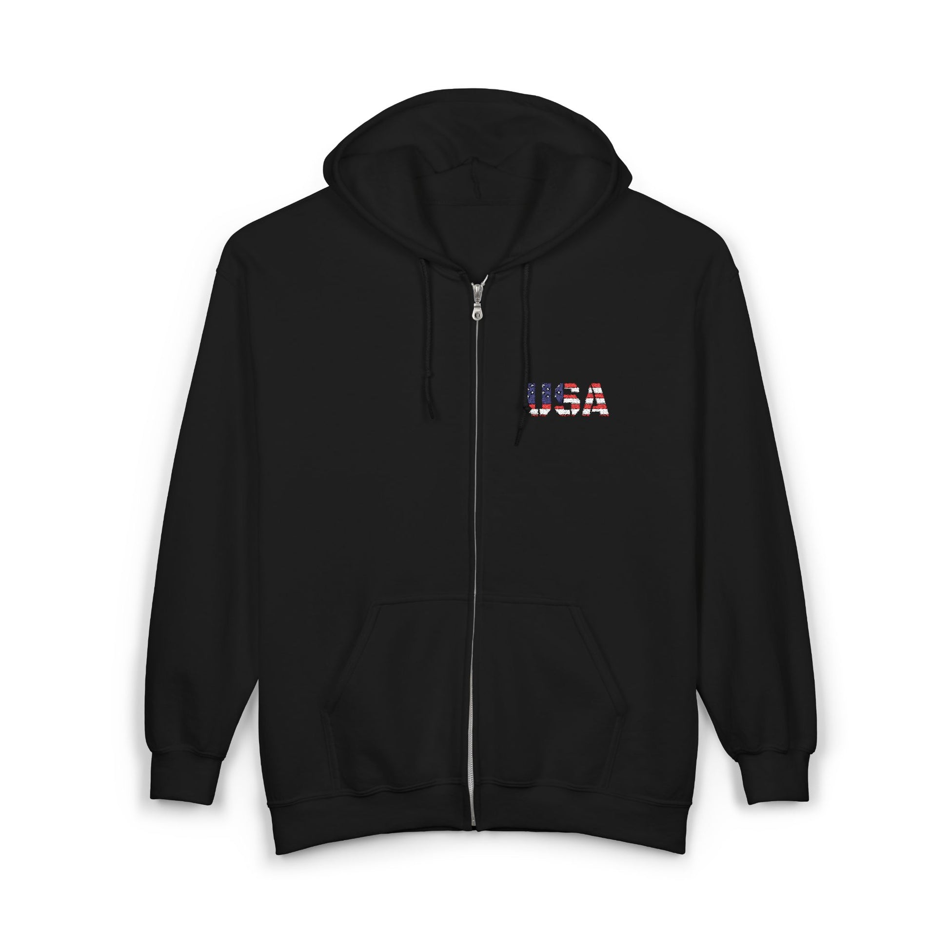 USA Flag Full Zip Hoodie - Unisex Sweatshirt for Independence Day, Patriotic Apparel, Casual Wear, Gifts for Veterans - TRV