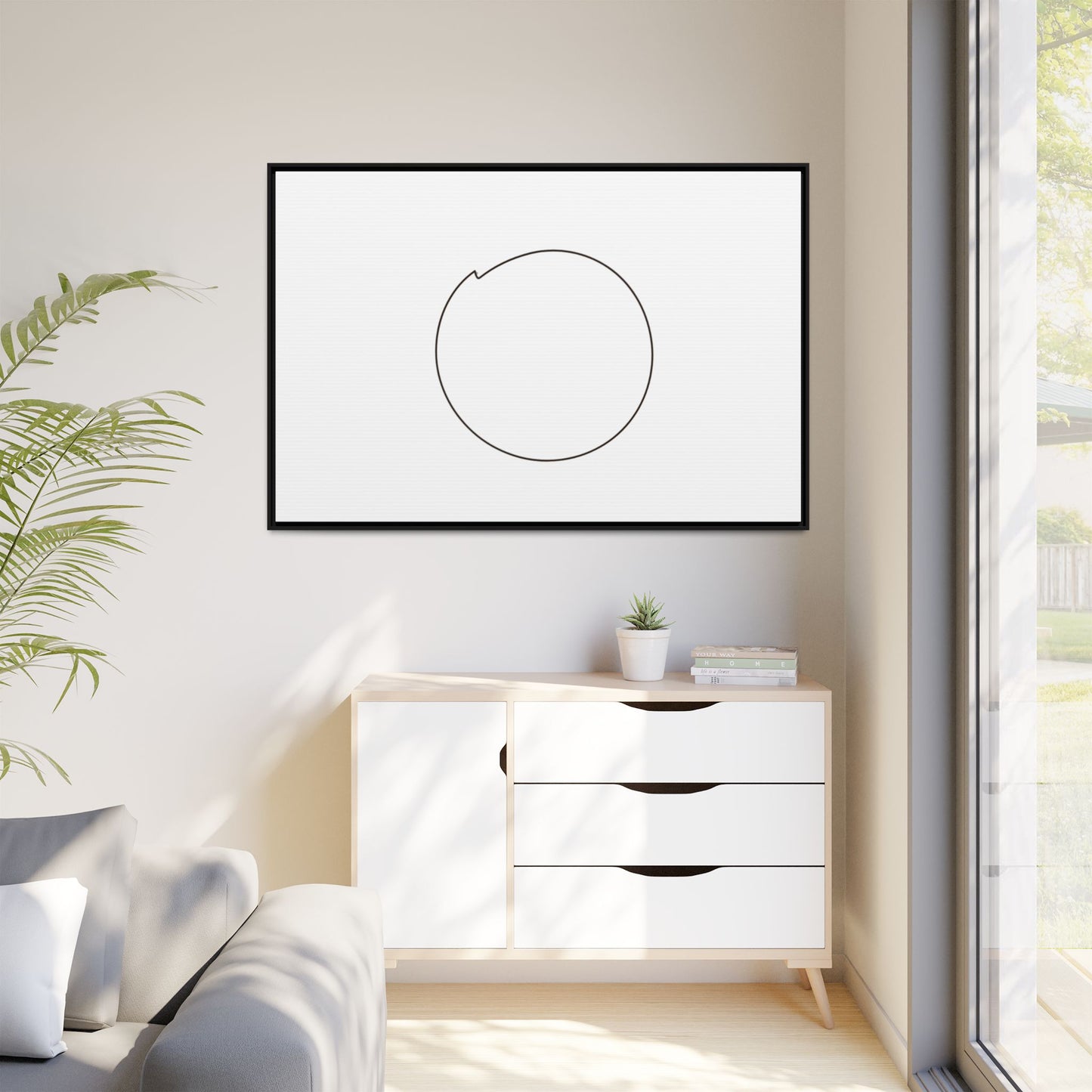 Minimal Circle Line Matte Canvas Framed | Modern Abstract Wall Art