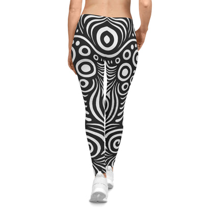 Chic Black and White Patterned Leggings for Everyday Wear, Yoga, Fitness, Casual Outfits, Stylish Activewear - TRV