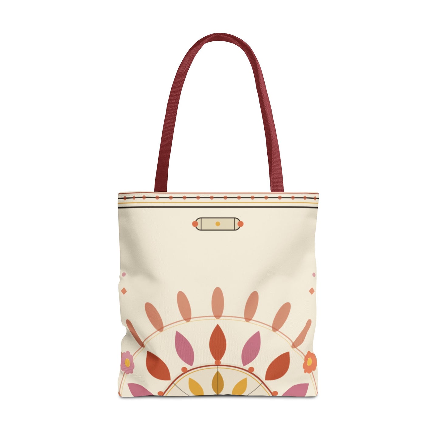 Boho Floral Mandala Tote Bag | Pastel Sunburst Pattern