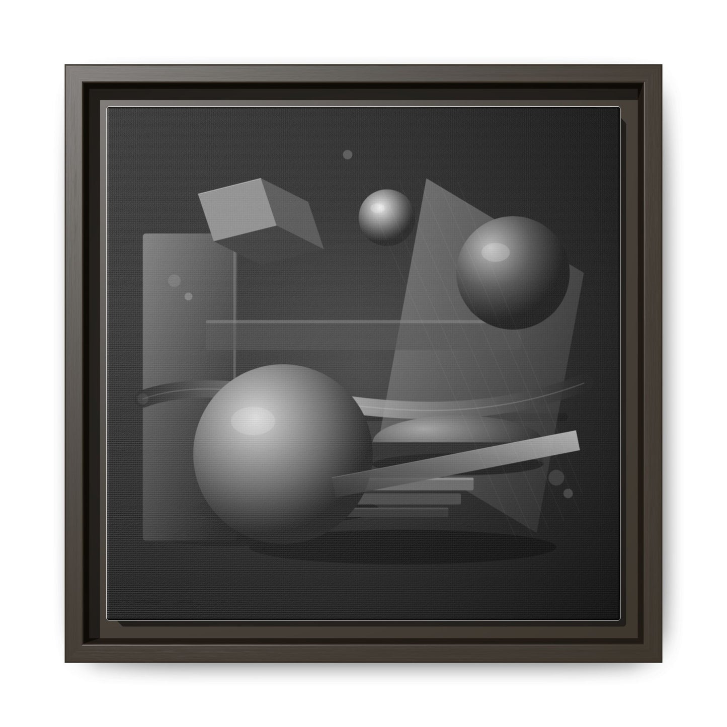Monochrome Geometric Spheres Canvas Framed Wall Art | Matte Print