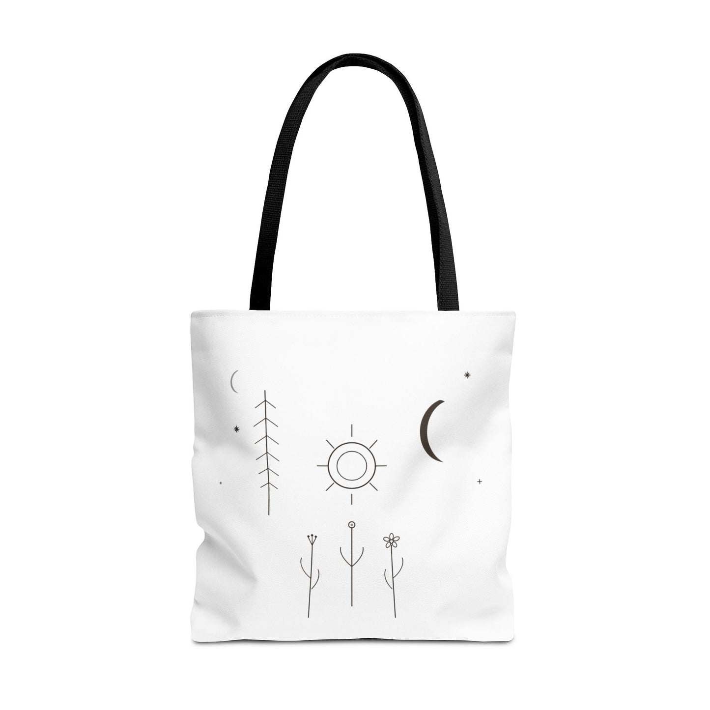 Minimal Moon and Sun Botanical Tote | Celestial Line Art Bag