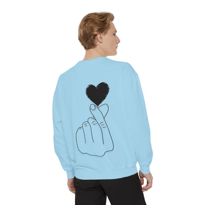 Unisex Garment-Dyed Sweatshirt with Heart Design - Cozy & Stylish
