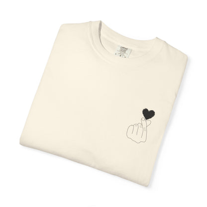 Unisex Garment-Dyed T-Shirt with Heart Design | Casual Trendy Wear for All Occasions