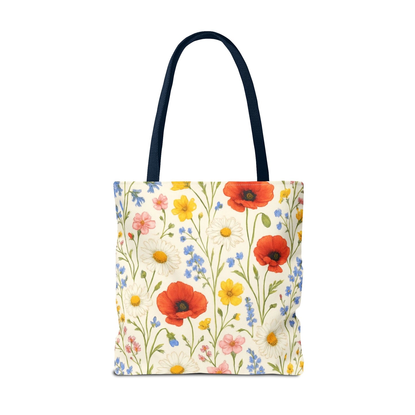 Wildflower Poppy Print Tote Bag | Floral All-Over Pattern