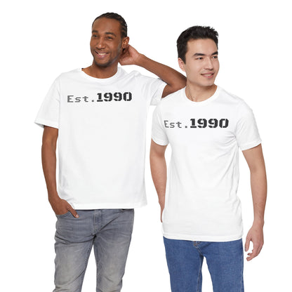 Unisex Est. 1990 Nostalgic Jersey Tee - Perfect Gift, Vintage Style, Retro Fashion, Birthday Celebration, Casual Wear - TRV
