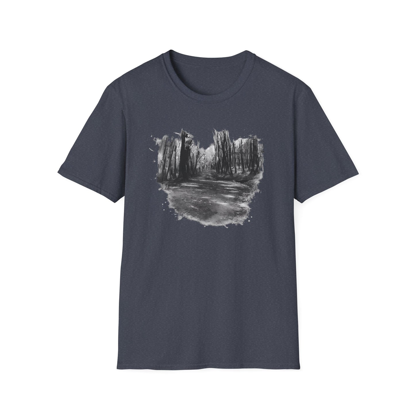 Unisex Softstyle T-Shirt with Abstract Landscape Art, Casual Wear, Gift for Art Lovers, Everyday Fashion, Nature Inspired Tee - TRV