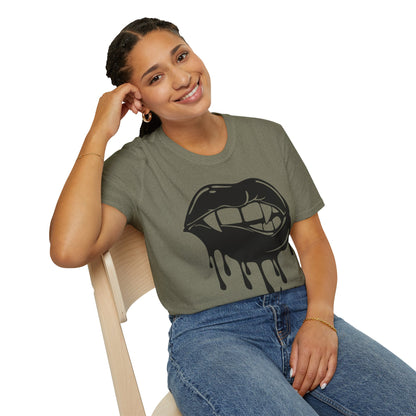 Edgy Graphic Unisex T-Shirt - Dripping Mouth Design, Cool Tee, Trendy Shirt, Hipster Top, Streetwear, Alternative Fashion, Holiday Gift