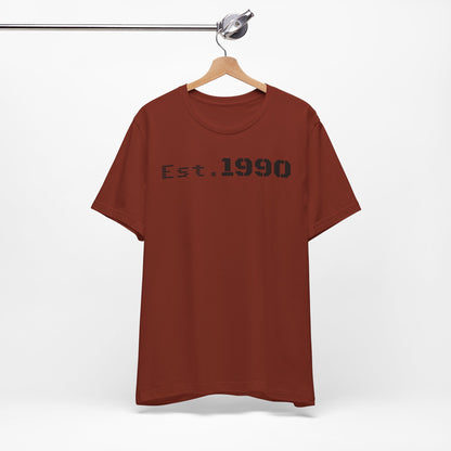 Unisex Est. 1990 Nostalgic Jersey Tee - Perfect Gift, Vintage Style, Retro Fashion, Birthday Celebration, Casual Wear - TRV