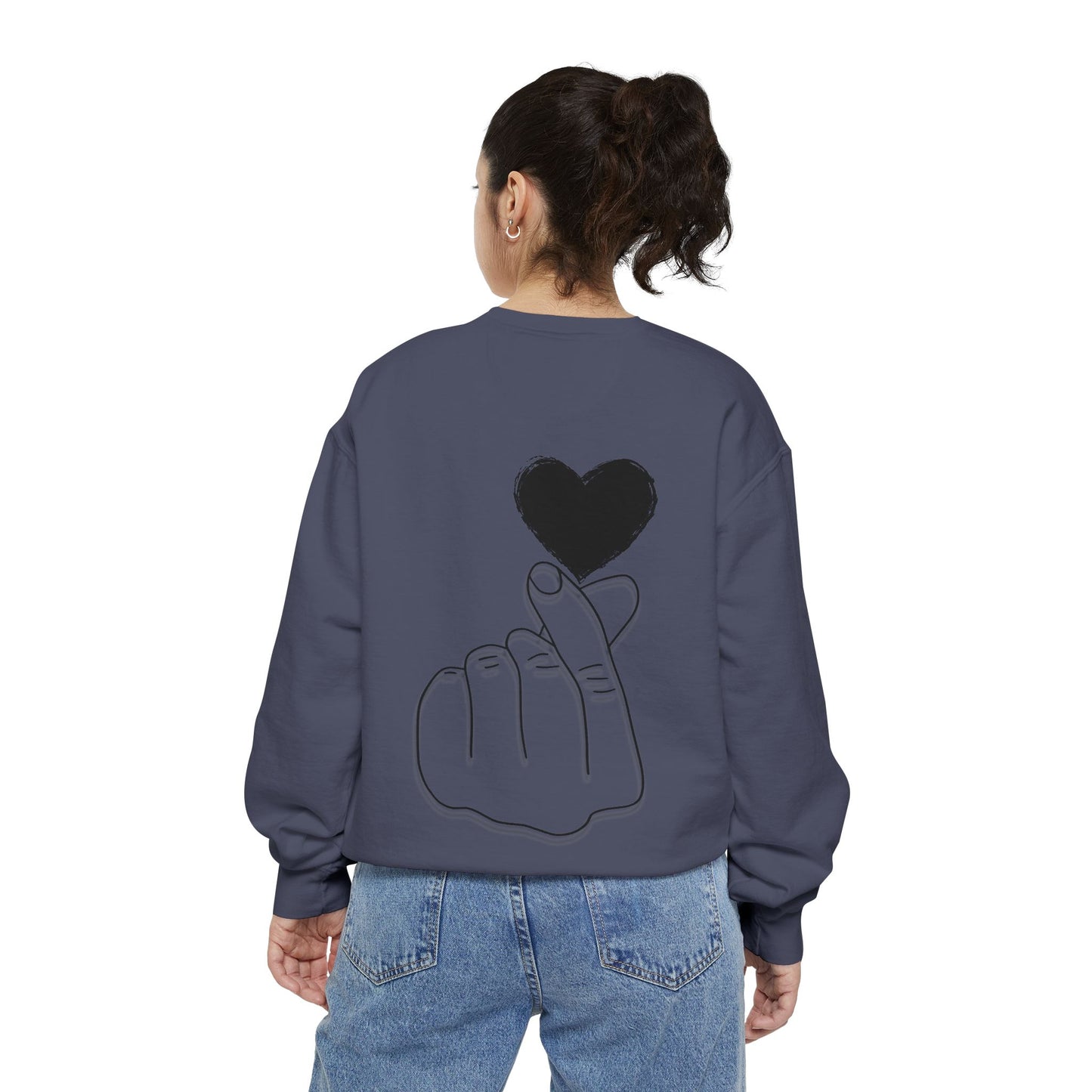 Unisex Garment-Dyed Sweatshirt with Heart Design - Cozy & Stylish