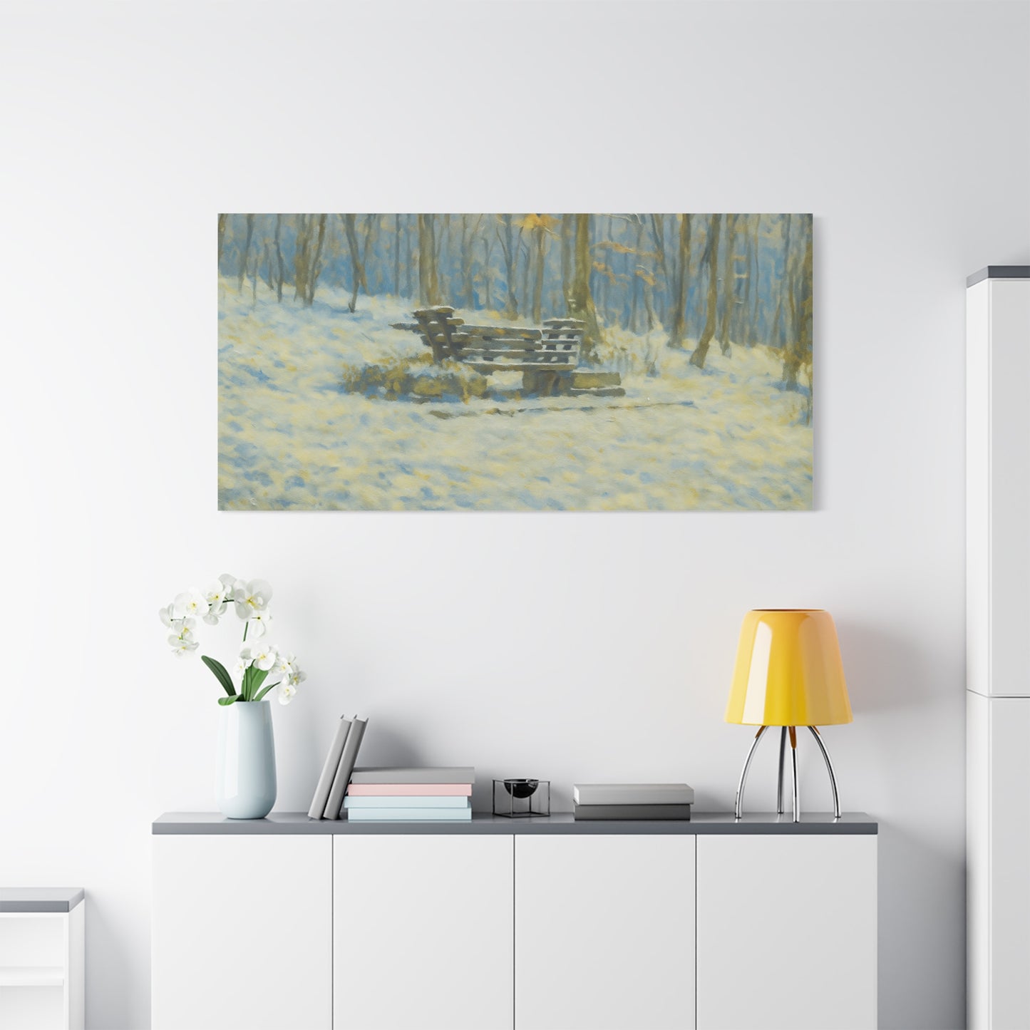 Winter Serenity Canvas Wall Art, Cozy Living Room Decor, Nature Landscape Print, Gift for Art Lovers, Home Decor, Seasonal Artwork - TRV