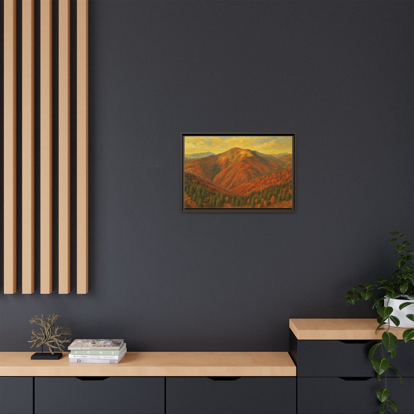 Autumn Landscape Wall Art, Cozy Home Decor, Nature Print, Framed Canvas, Fall Decorations, Gift Idea for Art Lovers - TRV