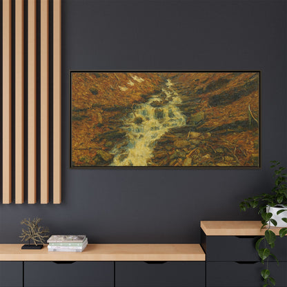 Serene Abstract Nature Canvas Art, Framed Wall Decor, Rustic Home Accent, Earthy Tone Artwork, Tranquil River Scene - TRV