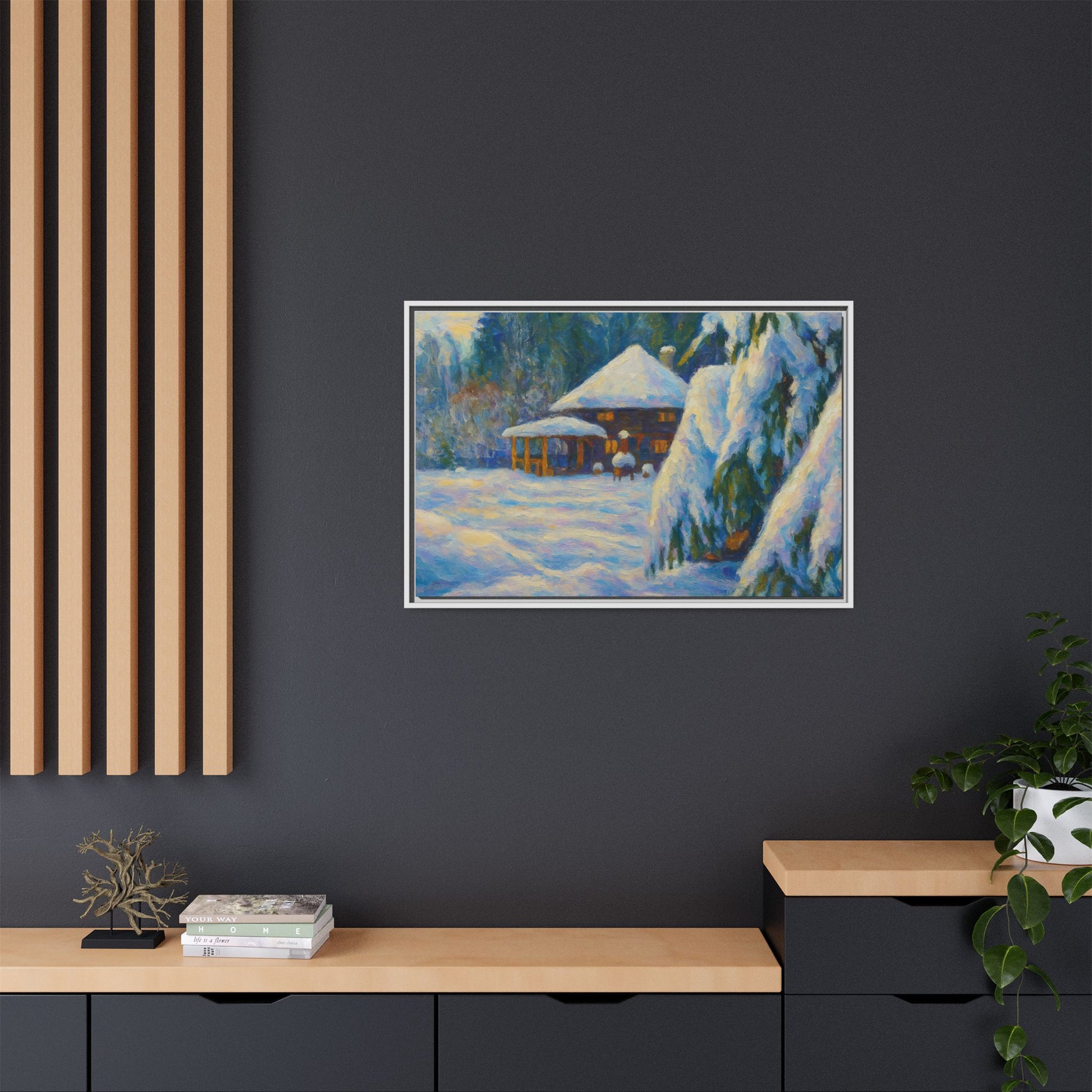 Canvas Art, Winter Scene Home Decor, Seasonal Gift for Art Lovers, Holidays Wall Art, Framed Painting, Matte Print - TRV