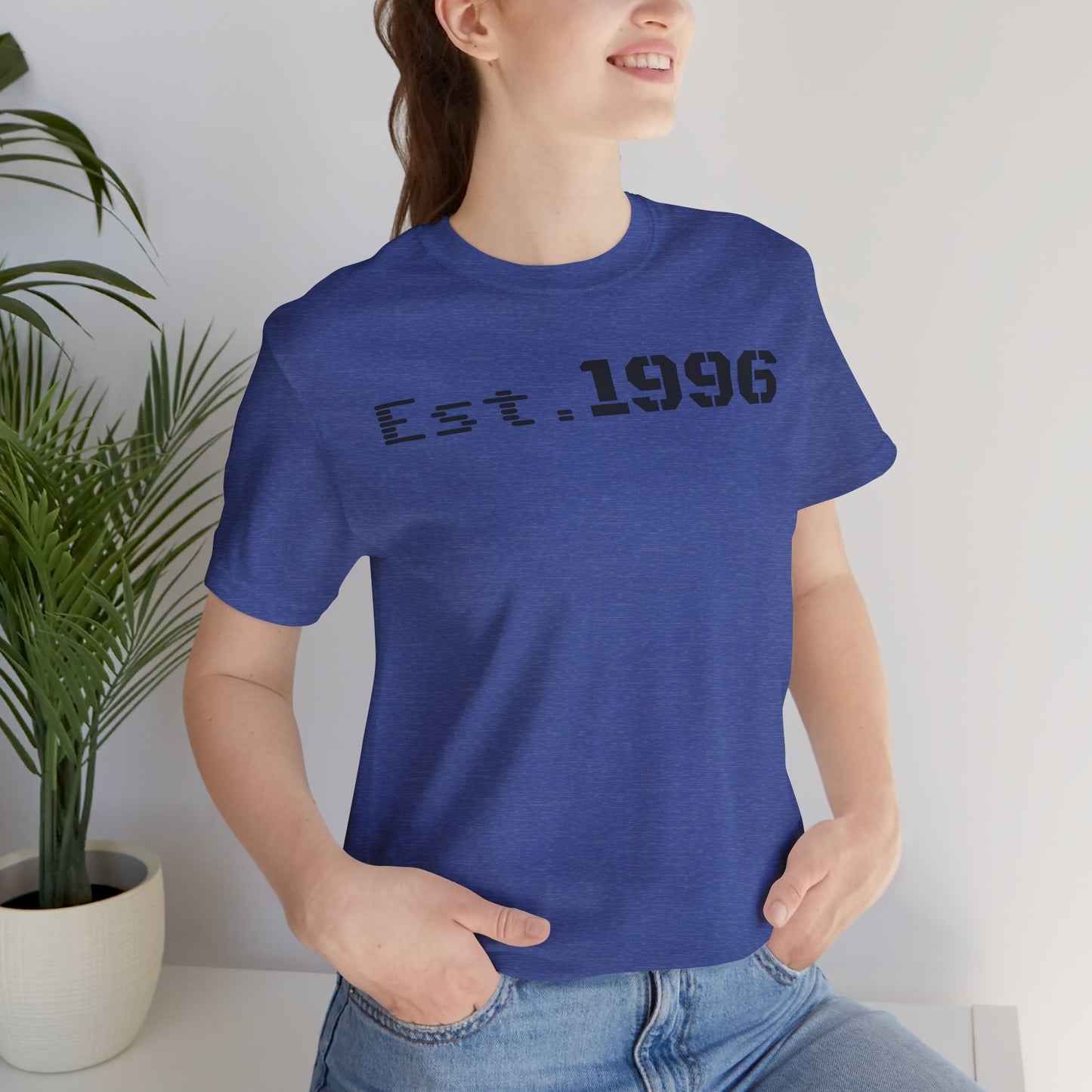 Unisex Jersey Tee - 'Est. 1996' Graphic Shirt, Birthday Gift, Casual Wear, Vintage Style, Retro Fashion, Gift for Him/Her - TRV