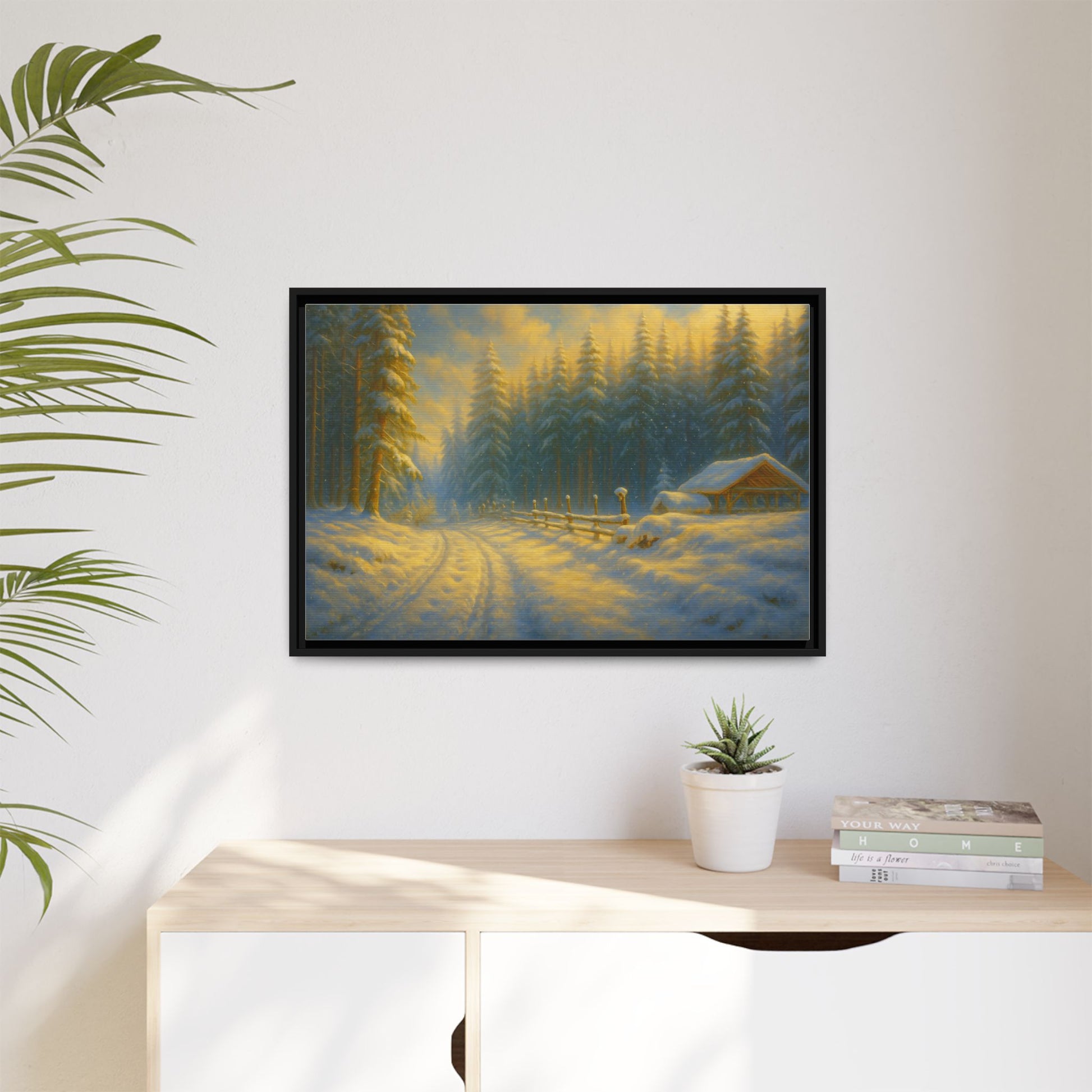 Wall Art Print, Winter Cabin Decor, Nature Scene, Holiday Gift, Cabin Vibes, Christmas Decoration, Matte Canvas, Framed - TRV