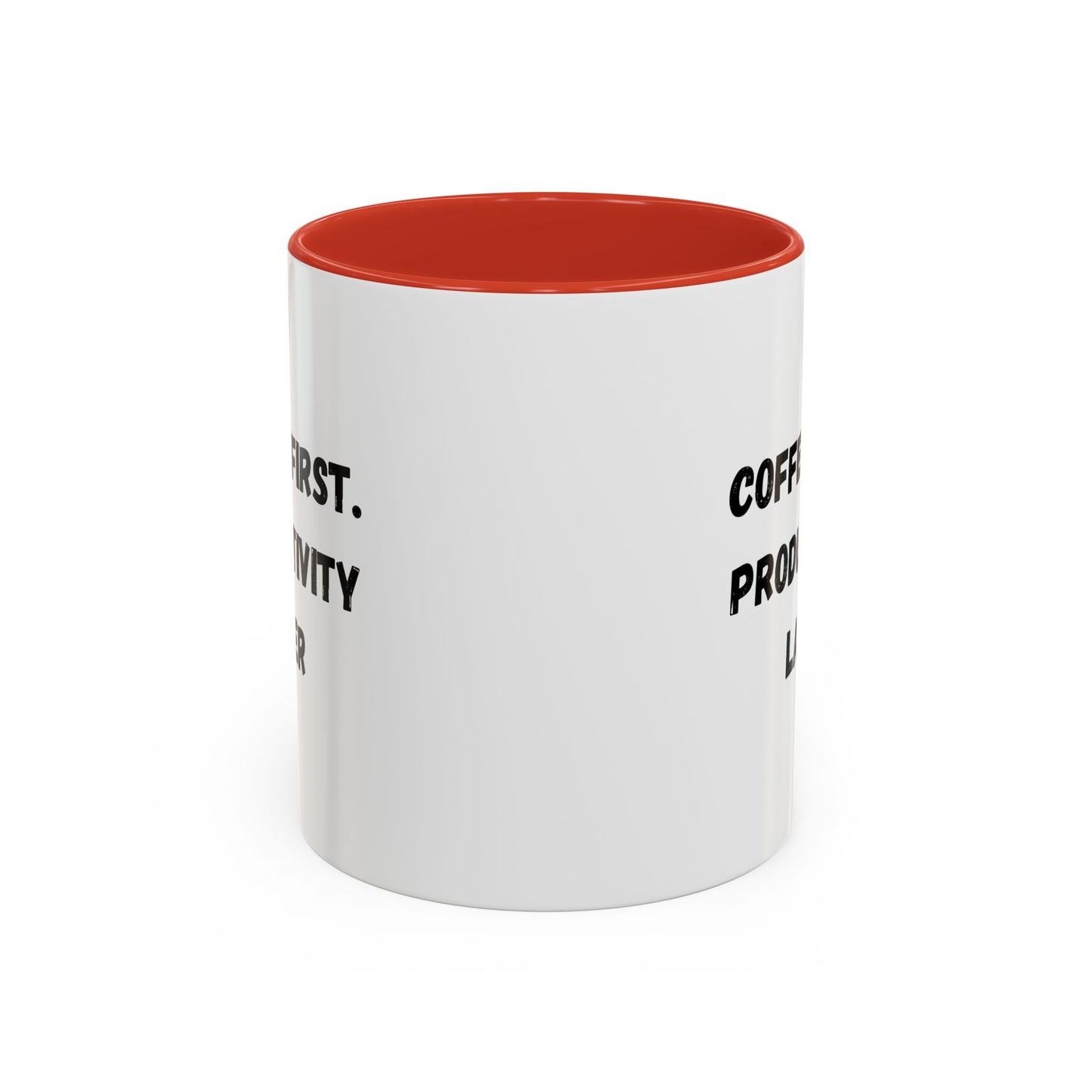 Coffee First Productivity Later Mug - Fun Office Gift, Motivational Coffee Cup, Black Handle Mug, Home Office Decor, Thoughtful Gift