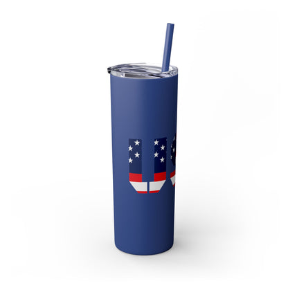 Skinny Tumbler — USA Flag 20oz Straw Tumbler (Patriotic Travel Cup)