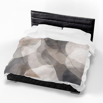 Neutral Abstract Watercolor Blanket | Modern Geometric Waves Throw