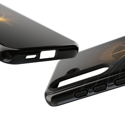 Tough Cases - Radiant Star Phone Case, Protective Black Shockproof Cover with Golden Light Design