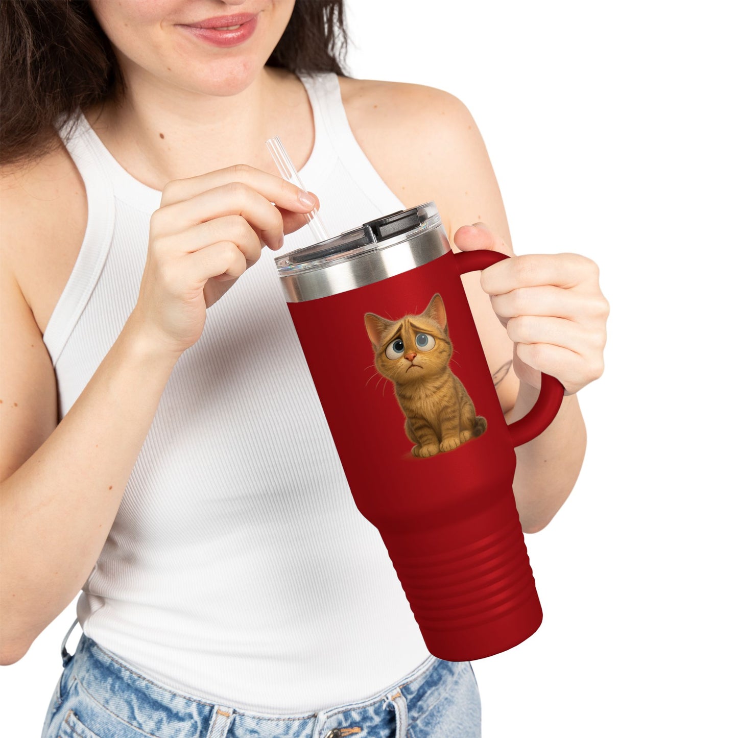 Cute Cat Insulated Travel Mug, 40oz - Perfect for Animal Lovers, Unique Gift for Cat Owners, Coffee on-the-go, Birthday Present, Cute [...]