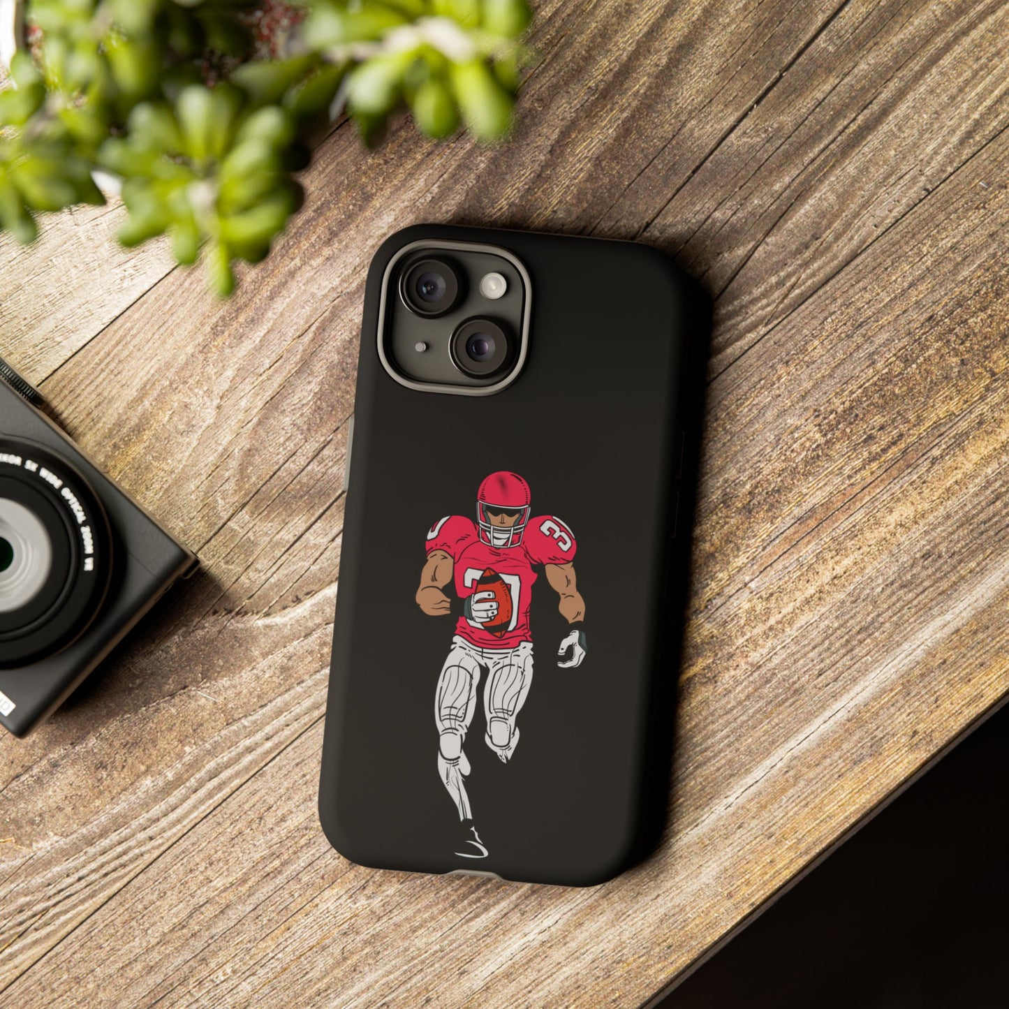 Football Player Tough Phone Case – Protective Black Sports iPhone Case