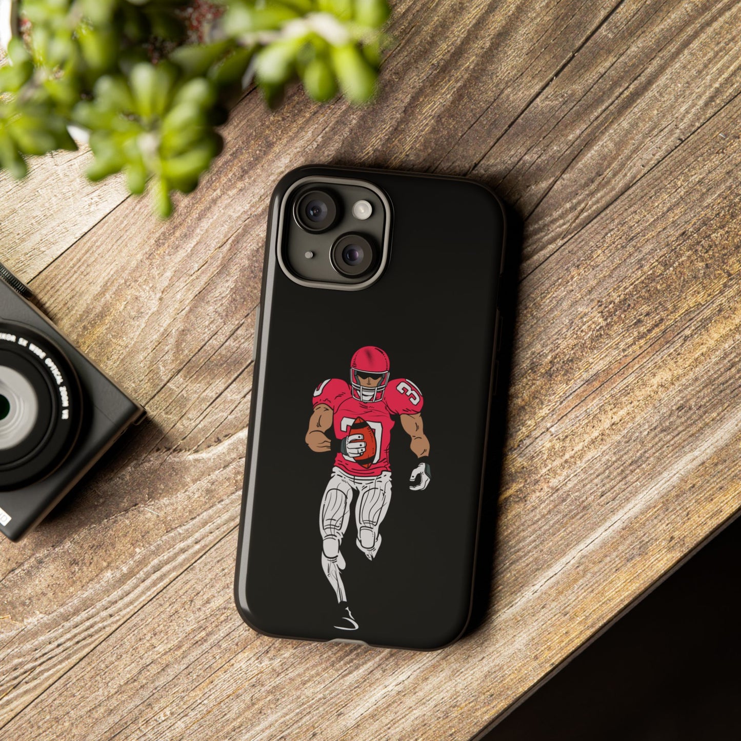 Football Player Tough Phone Case – Protective Black Sports iPhone Case