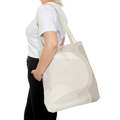 Neutral Abstract Circle Pattern Tote Bag | Minimal Beige AOP Canvas