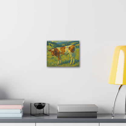 Cow Art Canvas Print, Rustic Farmhouse Decor, Animal Lover Gift, Country Wall Art, Thoughtful Homewarming - TRV