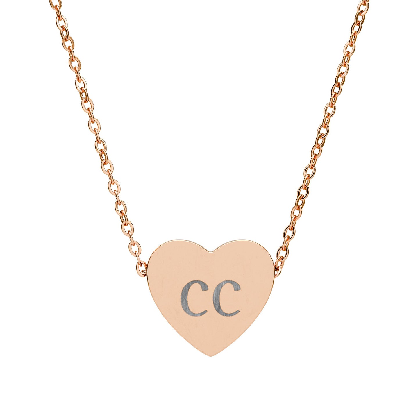 Engraved Heart Necklace — Personalized Initials Pendant - TRV