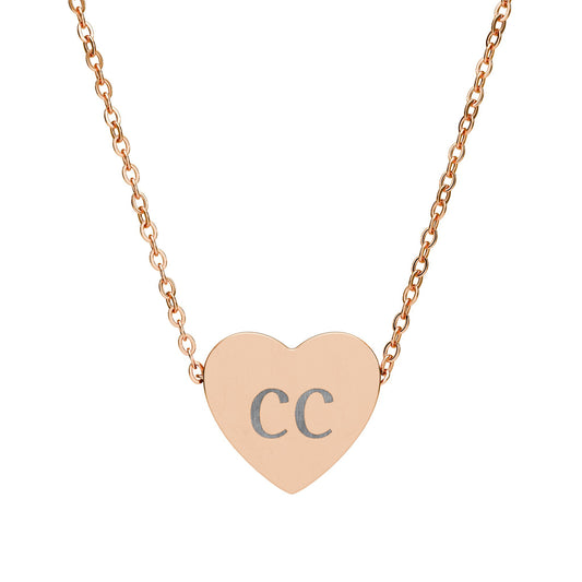Engraved Heart Necklace — Personalized Initials Pendant - TRV