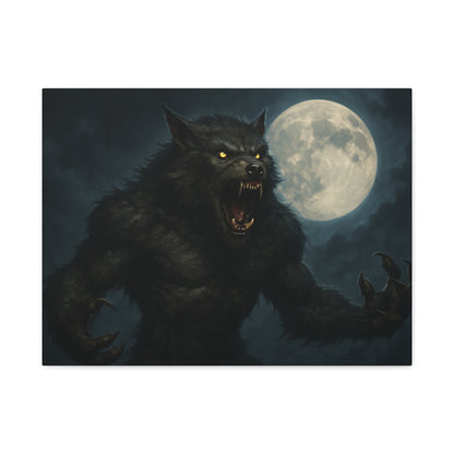 Werewolf Moon Canvas Art | Dark Fantasy Decor for Halloween, Gothic Home, Werewolf Lover Gift, Unique Wall Art, Spooky Decor - TRV