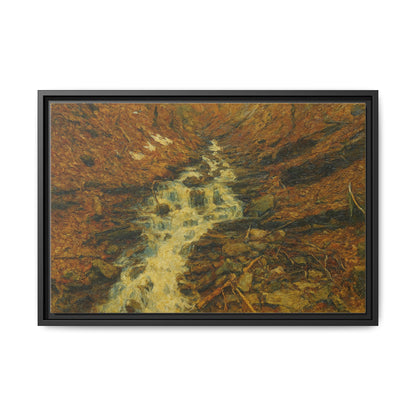 Serene Abstract Nature Canvas Art, Framed Wall Decor, Rustic Home Accent, Earthy Tone Artwork, Tranquil River Scene - TRV