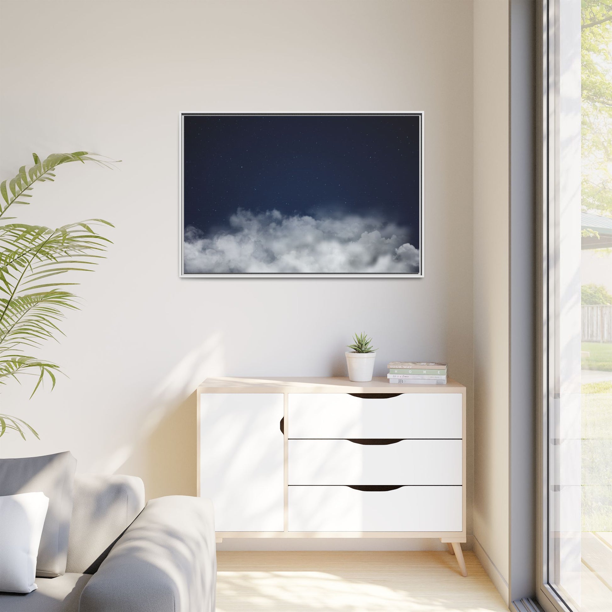 Night Sky Clouds Matte Canvas Framed | Starry Wall Art - TRV