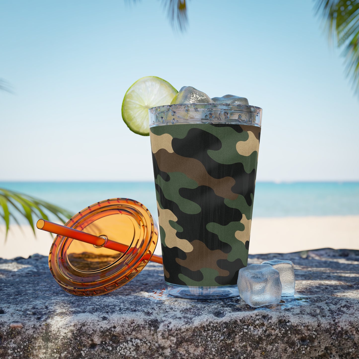 Stylish Camo Tumbler, 16oz Cup with Straw, Perfect for Outdoor Adventures, Gifts for Him, Travel Mug, Eco-friendly Drinkware, Camping