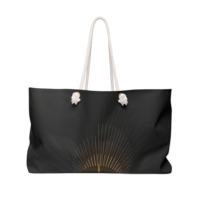 Sunburst Minimalist Graphic Weekender Bag | Black Beach Tote - TRV