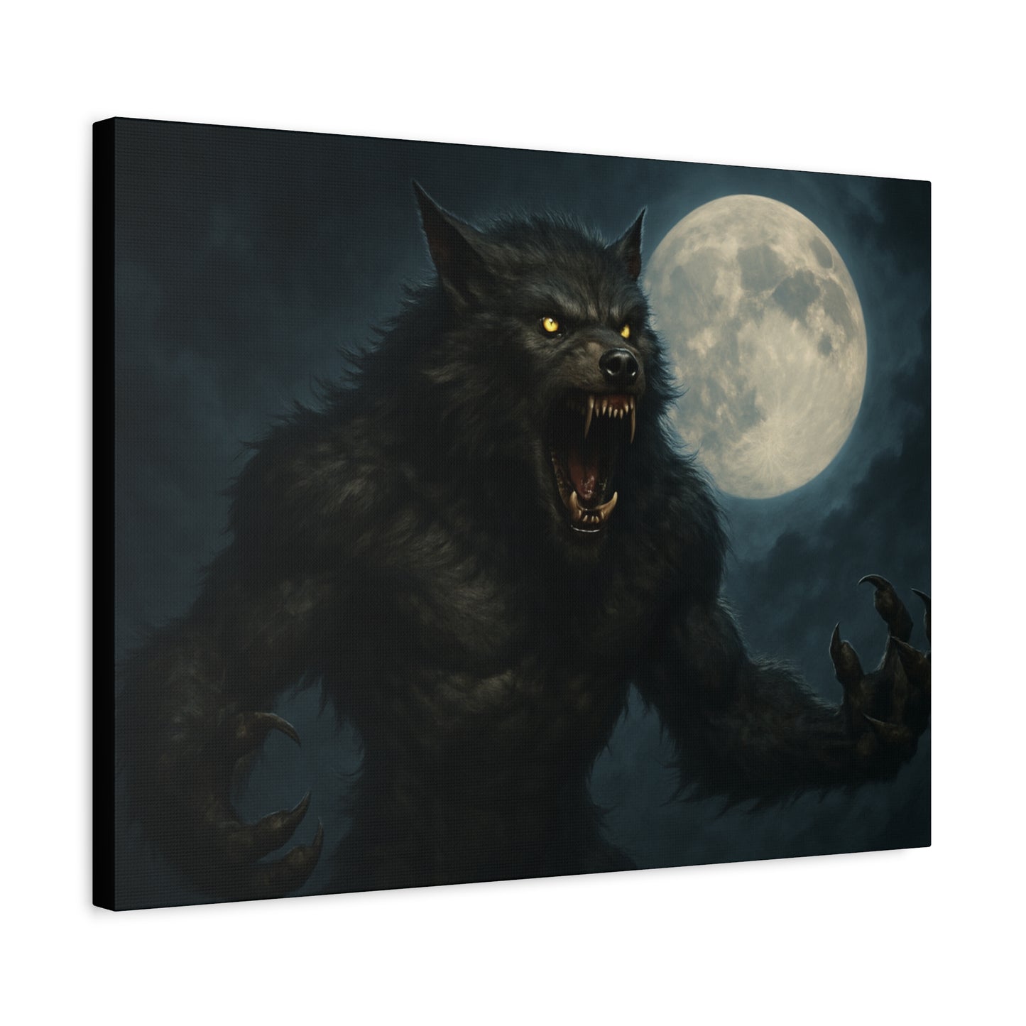 Werewolf Moon Canvas Art | Dark Fantasy Decor for Halloween, Gothic Home, Werewolf Lover Gift, Unique Wall Art, Spooky Decor - TRV