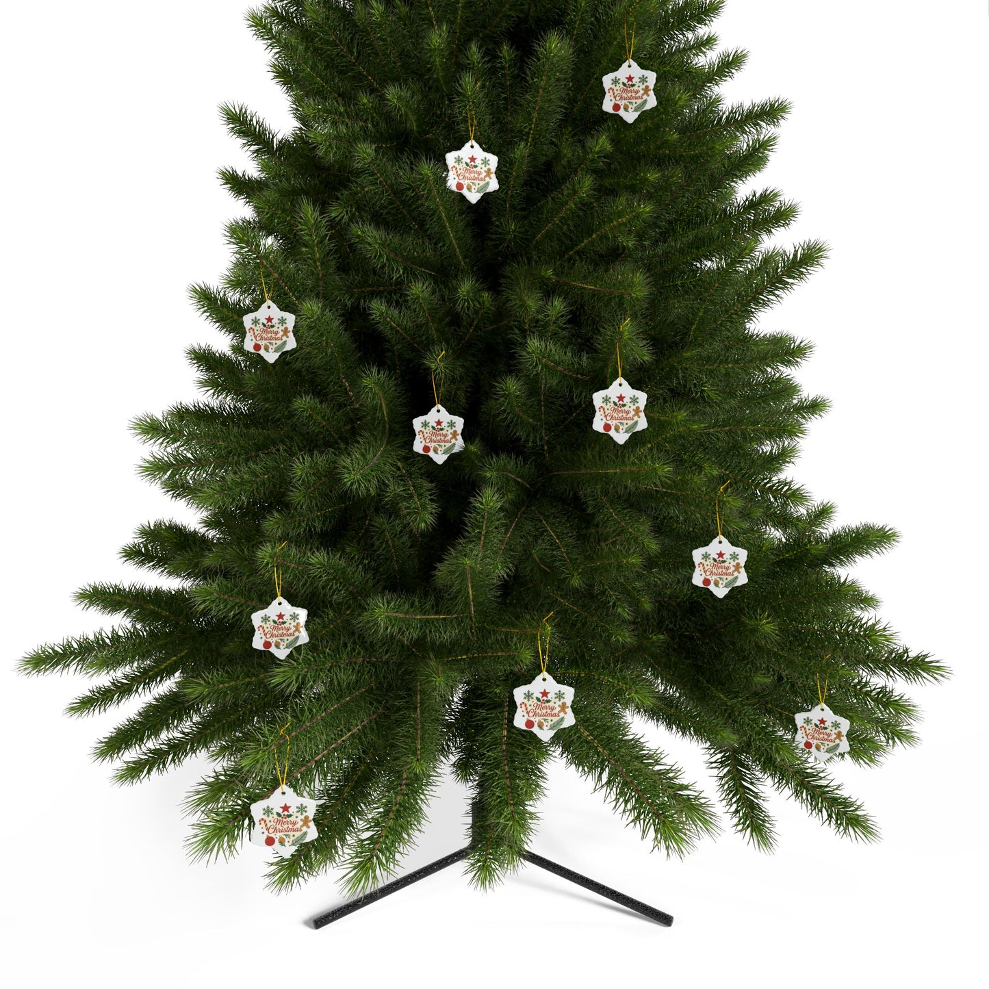 Merry Christmas Ceramic Ornament — Double-Sided Holiday Tree Decoration (Gingerbread & Candy Cane Design)