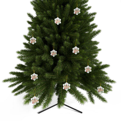 Merry Christmas Ceramic Ornament — Double-Sided Holiday Tree Decoration (Gingerbread & Candy Cane Design)